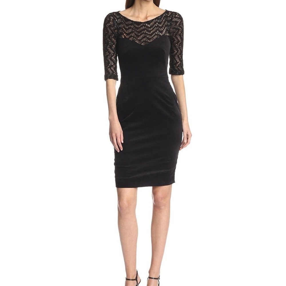 L’Agence Chevron Metallic Open Knit Yoke Dress NWT